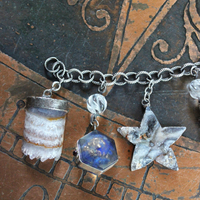 SOLD TO J Earth and Sky Bracelet with Amethyst Crescent Moon,Druzy Star, Organite Drops,Faceted Clear Rock Quartz Point & More!