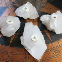 Premium Brazilian Quartz Point Candle Holders with 4 Luminara Tea Light Flameless Candles