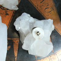 Premium Brazilian Quartz Point Candle Holders with 4 Luminara Tea Light Flameless Candles