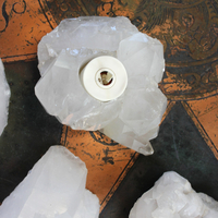 Premium Brazilian Quartz Point Candle Holders with 4 Luminara Tea Light Flameless Candles