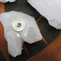 Premium Brazilian Quartz Point Candle Holders with 4 Luminara Tea Light Flameless Candles