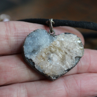 Set of Five Bangles with Suede and Distressed Leather, Sterling Capped Rock Quartz Point, Unique Drops, Sterling Cross, Druzy Crystal Heart & More!