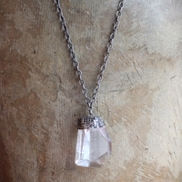 SOLD TO J Spirit Healer II Necklace with Amazing Sterling & Clear Quartz Pendant, Solid Sterling Link Chain
