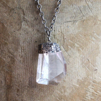 SOLD TO J Spirit Healer II Necklace with Amazing Sterling & Clear Quartz Pendant, Solid Sterling Link Chain