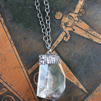 SOLD TO J Spirit Healer II Necklace with Amazing Sterling & Clear Quartz Pendant, Solid Sterling Link Chain
