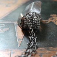 SOLD TO J Spirit Healer II Necklace with Amazing Sterling & Clear Quartz Pendant, Solid Sterling Link Chain