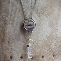 Charm Necklace Set with Solid Perfume Pendant Locket, Quartz Point Drops,Antique French Medals,Hearts,Locket & More!