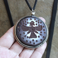 Ancient Zoroastrian Pendants and Stamping Bead Amulets Necklace Set with Antique Agate Connectors,Sterling Bead,Leather Fringe Pouch & Ties