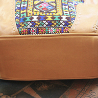 OOAK High Quality Kavana Butter Soft Leather Fringe Bag with Woven Banjara Textile, Stitching Details and Whipstitched Strap