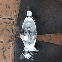 Sold to L Our Mother Sterling Ring with Antique Benitier Mother Mary,Tiny Antique French Medals,Antique Faceted Rock Crystal Connectors 