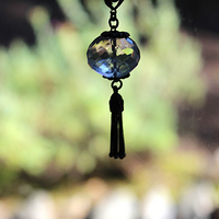 Better Things Earrings with Faceted Clear Rock Quartz,Unique Bead Point Caps, Sterling Foxtail Chain Tassels, Sterling Earring Wires
