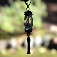 Better Things Earrings with Faceted Clear Rock Quartz,Unique Bead Point Caps, Sterling Foxtail Chain Tassels, Sterling Earring Wires