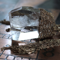 Tower of the Past Necklace with Crocheted Chain and One of a Kind Clear Rock Quartz Pendant