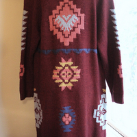  NWOT Sundance Handknit Sweater Duster with Shawl Collar, Snap Closure and Front Pockets - Size Large