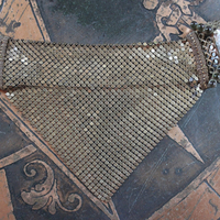 SOLD to J Antique Mesh Bracelet with Amazing Emerald Cut Faceted Rock Crystal Closure and Antique French Bullion Trim