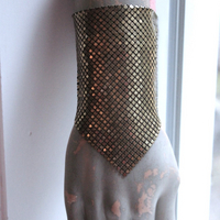 SOLD to J Antique Mesh Bracelet with Amazing Emerald Cut Faceted Rock Crystal Closure and Antique French Bullion Trim
