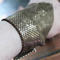 SOLD to J Antique Mesh Bracelet with Amazing Emerald Cut Faceted Rock Crystal Closure and Antique French Bullion Trim