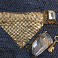 The Key Necklace with Unique Clear Quartz Pendant and Antique Padlock Key