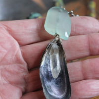 The Astonishing Light Necklace with Braided Antique Kantha Chain,Antique Faceted Pools of Light Connector, Tiny Quartz Point Vessel,Quartz Drop,Peruvian Opal Stone++