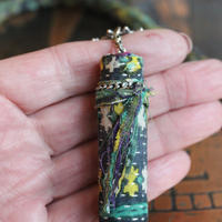 The Astonishing Light Necklace with Braided Antique Kantha Chain,Antique Faceted Pools of Light Connector, Tiny Quartz Point Vessel,Quartz Drop,Peruvian Opal Stone++