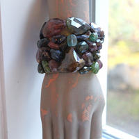 SOLD to J Faceted Tourmaline Cuff and Bracelet Set with Amazing Array of Tourmaline Gemstones and Distressed Leather 