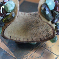 SOLD to J Faceted Tourmaline Cuff and Bracelet Set with Amazing Array of Tourmaline Gemstones and Distressed Leather 