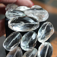 NEW! Faceted Rock Quartz Crystal Cuff Bracelet Set with Highly Faceted Stones, Premium Black Leather and Sterling Clasp