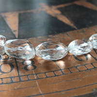 NEW! Faceted Rock Quartz Crystal Cuff Bracelet Set with Highly Faceted Stones, Premium Black Leather and Sterling Clasp