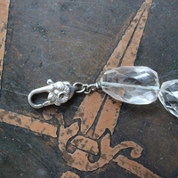 NEW! Faceted Rock Quartz Crystal Cuff Bracelet Set with Highly Faceted Stones, Premium Black Leather and Sterling Clasp