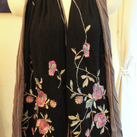 NEW! Set of 3 Biya Johnny Was Cotton Embroidered Scarf/Shawls with Shawl Pin - Versatile & Lovely!
