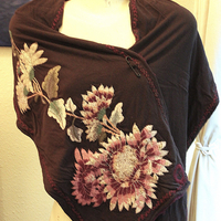 NEW! Set of 3 Biya Johnny Was Cotton Embroidered Scarf/Shawls with Shawl Pin - Versatile & Lovely!
