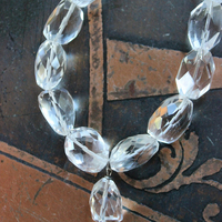 SOLD to J  AAA Faceted Rock Crystal Necklace Set with Double Terminated Rock Crystal Point,Tiny Faceted Rock Crystal Briolettes,Solid Sterling Chain