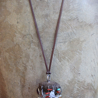 Cosmic Journey Necklace with Amazing Pyramid Rock Crystal Point, Distressed Leather Cap, Multiple Unique Dangles