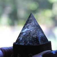 Cosmic Journey Necklace with Amazing Pyramid Rock Crystal Point, Distressed Leather Cap, Multiple Unique Dangles