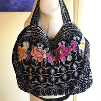 Long Retired Black Velvet Embroidered JWLA Johnny Was Bag
