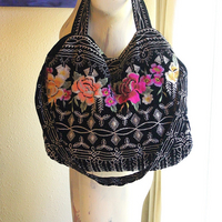 Long Retired Black Velvet Embroidered JWLA Johnny Was Bag