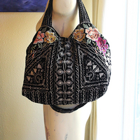 Long Retired Black Velvet Embroidered JWLA Johnny Was Bag