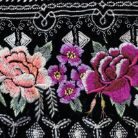 Long Retired Black Velvet Embroidered JWLA Johnny Was Bag