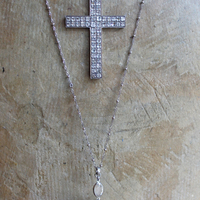 SOLD to J There is no Darkness Necklace with Polished Selenite Orb, Unique Antique Bezel Set Paste Cap, Bezel Set Oval Faceted Crystal Drops, Sterling Chain