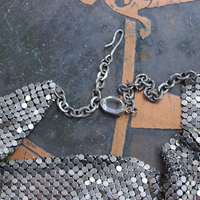 One Heart One Soul Necklace with Antique French Engraved Sacred Heart Cross,Antique Silver W & D Mesh Scarf,Bezel Oval Crystals & More!