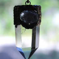 It is a Dawn Necklace w/Antique Gold Mesh Capped Light Citrine Quartz Point,Antique Faceted Rock Crystal Stone & Finding, Faceted Citrine & Clear Rock Quartz Briolletes