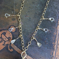 It is a Dawn Necklace w/Antique Gold Mesh Capped Light Citrine Quartz Point,Antique Faceted Rock Crystal Stone & Finding, Faceted Citrine & Clear Rock Quartz Briolletes