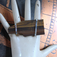 SOLD to J Rare NWT Ongwat Tiger Eye Slab Full Finger Ring - size 8