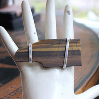 SOLD to J Rare NWT Ongwat Tiger Eye Slab Full Finger Ring - size 8