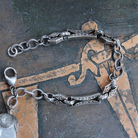 Be a Light Bracelet with Antique Victorian Sterling Capped Clear Rock Quartz Tear Drop and Antique Sterling Embossed Links