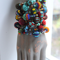 5 Piece Hand Made Seed and Glass Bead Bracelet and Necklace Set with Strong Magnetic Closures- can be connected to any desired length!