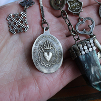 I Loved you to the End Necklace with Rare Quality Opalized Petrified Wood Pendant, SUPER RARE 1791 I Loved you to the End Sacred Heart Medal & Much More!