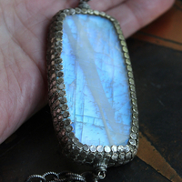 On Hold for J Phases of Life Necklace with Incredible Polished Moonstone Pendants, Sterling Chain & Tassel