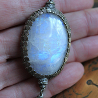 On Hold for J Phases of Life Necklace with Incredible Polished Moonstone Pendants, Sterling Chain & Tassel