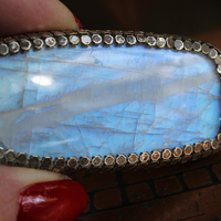 On Hold for J Phases of Life Necklace with Incredible Polished Moonstone Pendants, Sterling Chain & Tassel